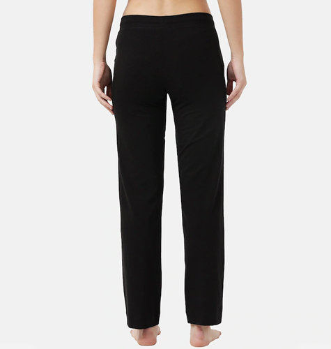 Women Black Solid Cotton Relaxed Fit Track Pants